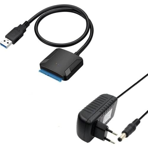 SATA USB3.0 Adapter Cable Converter 22 Pin USB 3.0 To SATA Cable with EU US UK Adapter for 2.5 Inch 3.5 Inch HDD SSD Hard Disk