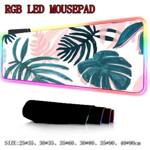 Mairuige Red Anime Extra Large RGB Mouse Pad Lock-edge Fresh Leaves HD Computer Desk Mat Fabric Non-slip Rubber Bottom Universal