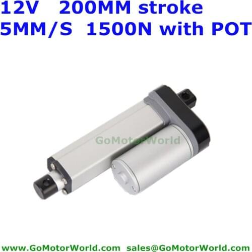 12V 200mm 8inch stroke 5mm/s speed 1500N 150KG load linear actuator with Potentiometer signal feedback Waterproof IP 65