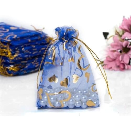 Bronzing Love Organza Bags 7*9cm Special Design Organza Package Bronzing Wedding Gift Candy Jewelry Jewelry Package 100Pcs/Lot