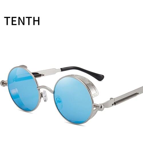 Metal Round Steampunk Style Sunglasses for Women Men Stylish Colorful Driving UV400 Protection Sun Glasses