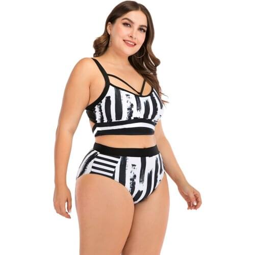 Plus Size Plus Cup Bikini Printing Bikini High Waist Bikini Set Two Piece Bikini Swimsuit Swimwear