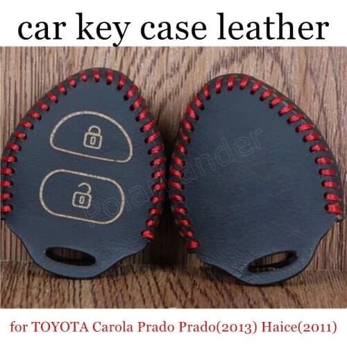 Only Red Only Red Hand sewing car key case cover Genuine quality leather fit for TOYOTA Carola Prado Prado(2013) Haice(2011)