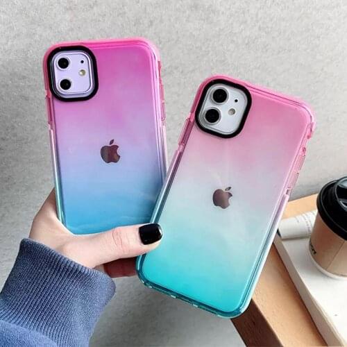 Thicken Gradient Shockproof Bumper Phone Cases For iPhone SE 2020 7 8 plus 11 Pro XR X XS Max Soft TPU Clear Back Cover Case