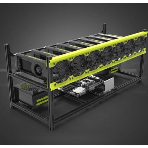 Veddha V3D 8-BAY 8 GPU Miner Rig Case Aluminum Stackable Crypto Open Air Mining Frame With Fan Mount ETH,ETC)/ZCash(ZEC) Bitcoin