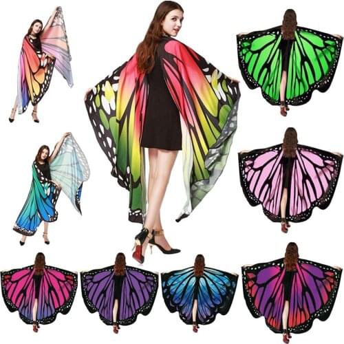 Women Butterfly Wings Shawl - Fairy Ladies Cape Halloween Dress Up Costume Accessory Scarf Pashmina