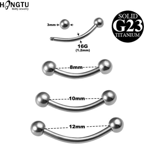 1PC 100% Titanium Curved Barbell Eyebrow Piercings Punk Double Ball Banana Rings Navel Piercing Belly Button Ring Body Jewelry