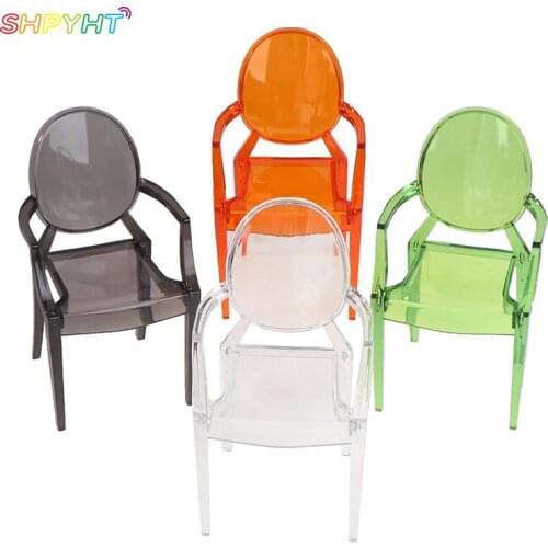 1pc Clear Transparent Plastic Chair Furniture Decor Dollhouse Miniature Accessories Mini Doll House Great Gift For Children