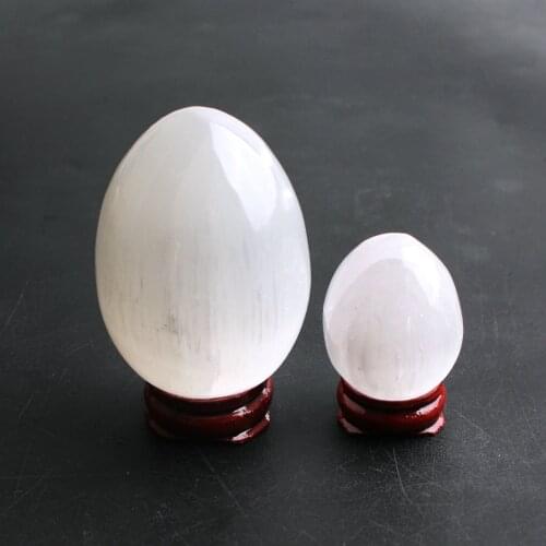 1PC Selenite Egg Shaped Love Aromatherapy Gypsum Stone Quartz Crystal Yoga Power Relaxation Reiki Healing Home Decor