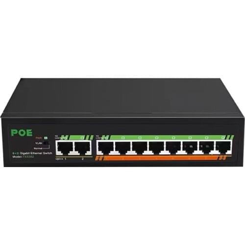 10-port Gigabit POE switch built-in power supply 120W IEEE 802.3 af/at Ethernet suitable for IP cameras/wireless AP/POE cameras