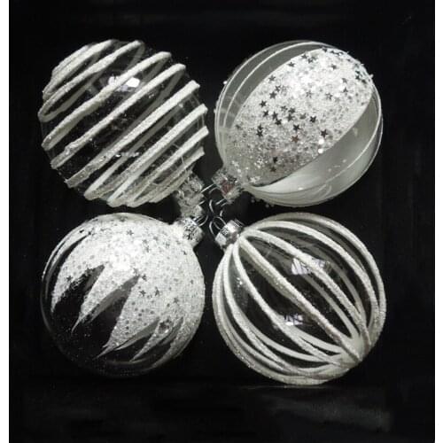 12pcs/pack Diameter=8cm Transparent Hand Painting Series Hanging Glass Ball Christmas Day Decoration Globe Festival Friend Gift