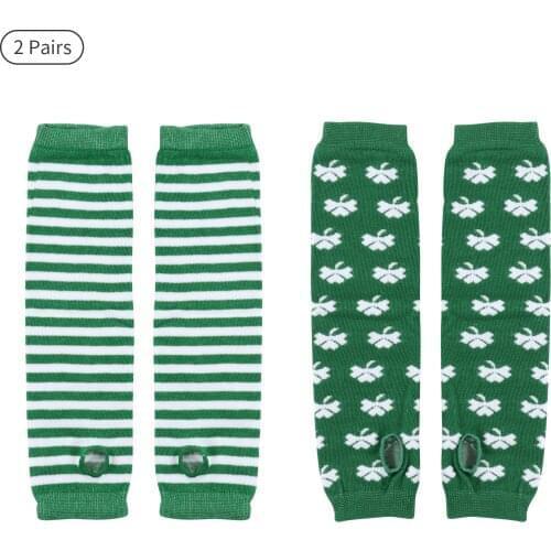 2Pair Christmas Arm Warmer Knitted Gloves Fashion Striped lbow Gloves Long Fingerless Gloves Elbow Mittens Cotton Long Wristband