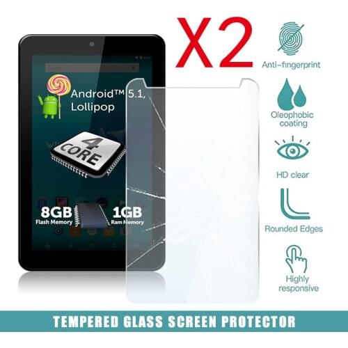 2Pcs Tablet Tempered Glass Screen Protector Cover for Allview Viva C701 Anti-Fingerprint HD Eye Explosion-Proof Tempered Film