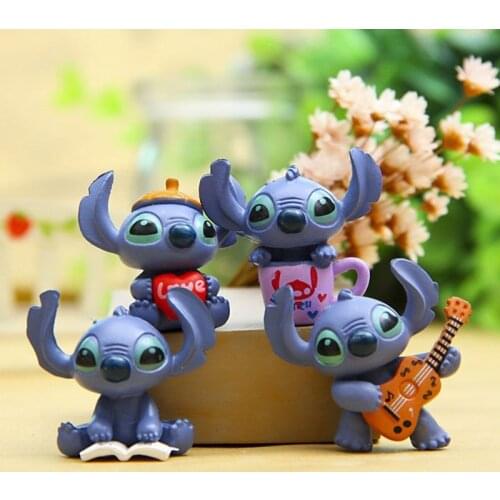 4pcs/Set 3cm Lilo and Stitch Classic Cartoon Anime PVC Action Figure Collection Cute Mini Model Toys Dolls Brinquedos