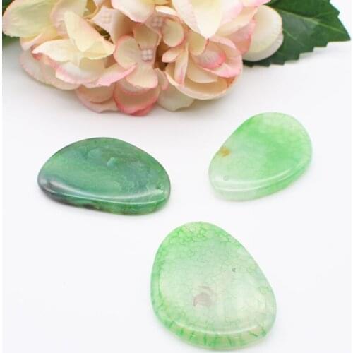 5pcs/lot 57-60MM Womens High Quality Irregular oval Green stripe Agate Pendant, jewelry accessories,color random delivery