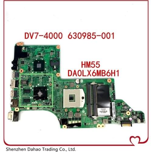 630985-001 For HP DV7 DV7-4000 Laptop motherboard DA0LX6MB6H1 100%FULL teste OK