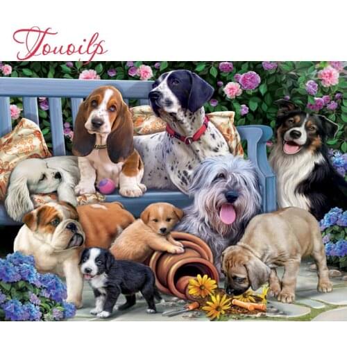 TOUOILP"Animal dog"rhinestone pasted,cross stitch,full square&round 5d diamond painting abstract,handcraft crafts,home decor