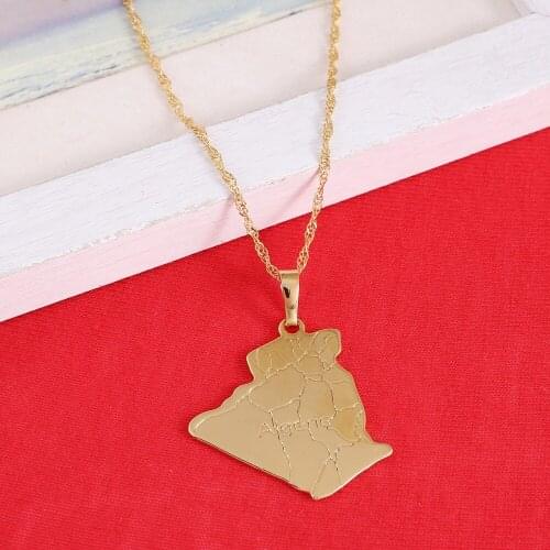 Algeria Map Necklace Pendant Gold Color Trendy Jewelry Country Map Of Algeria Jewelry