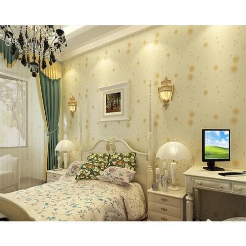 Beibehang Fashion Modern Non woven Wallpaper Warm Pastoral 3D Wallpaper Dandelion Bedroom Living Room TV Wall papel de parede