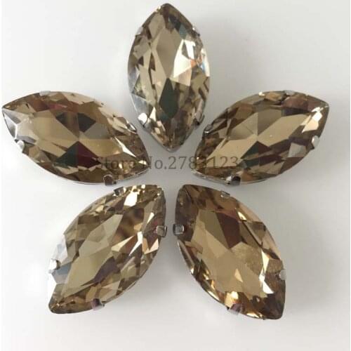 Free shipping light coffee Leaf shape flatback galss Hand sewing rhinestones,diy/apparel accessories