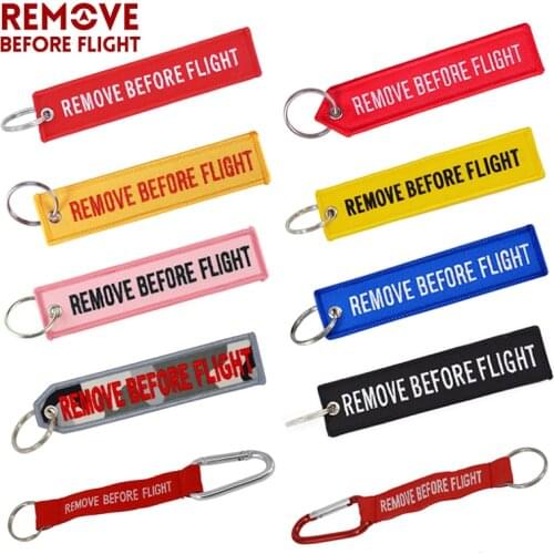 Remove Before Flight Key Chain Chaveiro Red Embroidery Keychain Ring for Aviation Gifts OEM Key Ring Jewelry Luggage Tag Key Fob