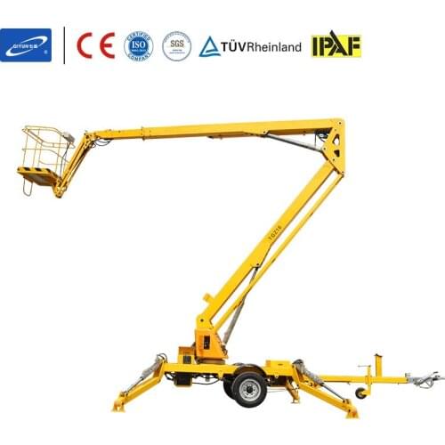 Qiyun 8-20m 200kg 360 degrees towable diesel or electric trailer spider boom lift Aerial Work Platform Articulated