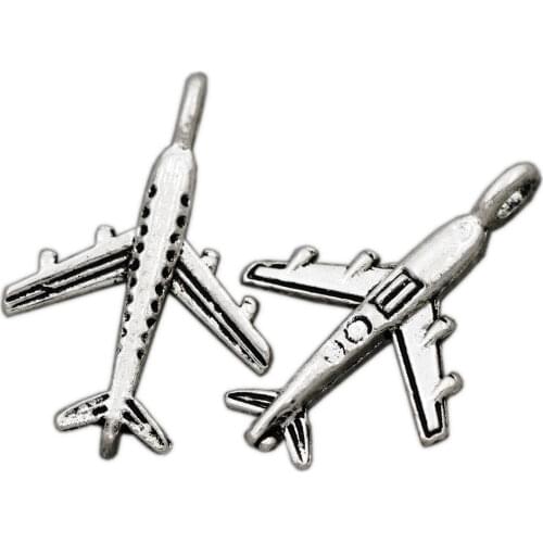 Aircraft Plane Spacer Charm Beads 50pcs Zinc Alloy Pendants Jewelry DIY L012 15.5x22.5 mm