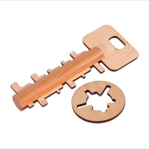Wooden Toy Unlock Puzzle Key Classical Funny Kong Ming Lock Toys Intellectual Educational For Children Adult