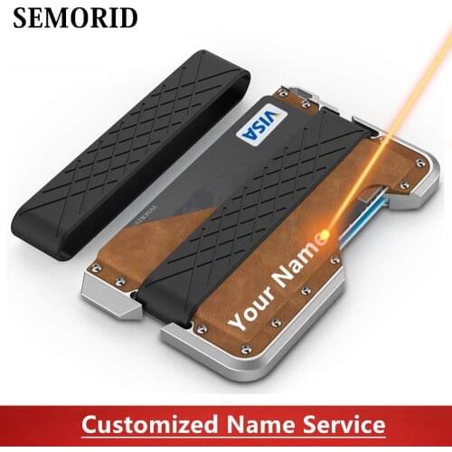 SEMORID Fashion Rfid Anti Theft Multifunctional Metal Credit Card Holder Men Wallet Money Bag Slim Mini Smart Minimalist Pocket