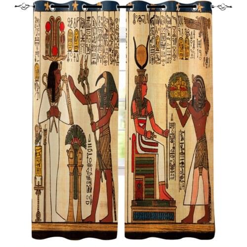 Egyptian Art Pattern Window Curtain Bedroom Bay Window Blackout Curtains Modern Living Room Floor Curtains