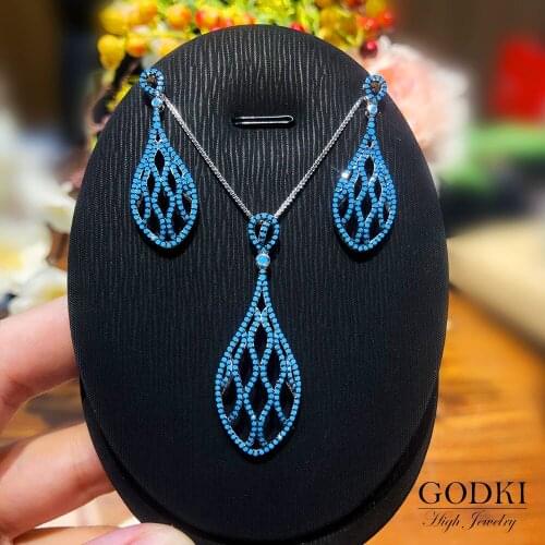 GODKI Korean Hollow Drop 2PCS Necklace Earring Sets For Women Accessories Brazil Brincos Bijoux Gifts pendientes mujer moda 2020