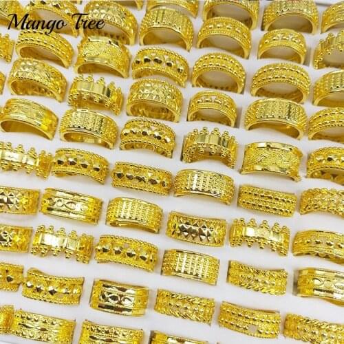 Wholesale 20Pcs/Lot Crown Rings Carving Hollowing Out Men and Women Mix Style Golden New Fashion Jewelry Party Gift
