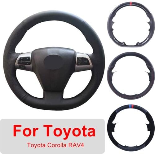 Leather Car Steering Wheel Cover For Toyota Corolla 2011 2012 2013 RAV4 2011 2012 Auto Interior Customized Steering Wheel Wrap