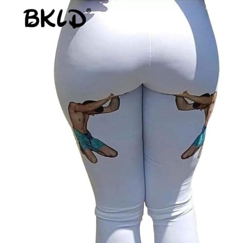BKLD 2018 Summer Clothing Women Fashion High Waist Leggings Women Sexy Hip Push Up Pants Leggings Womens Print Pattern Pants