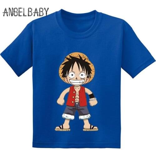 Hot Sale Anime One Piece Lufy Print Kids Funny T-shirt Baby Girls Summer Cotton Short Sleeve T shirt Boys Cartoon Clothes,GKT245
