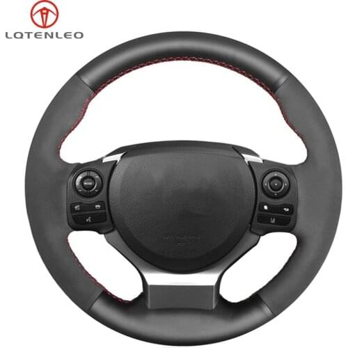LQTENLEO Black Suede Leather Car Steering Wheel Cover For Lexus CT200 IS200t IS250 IS300 IS350 NX200 NX200t NX300 RC200 RC200t
