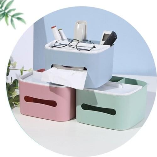 Multi-function Plastic Tissue Box Phone Shelf Conditioner Remote Control Holder Home Office Storage Boxes Tissue Dispenser
