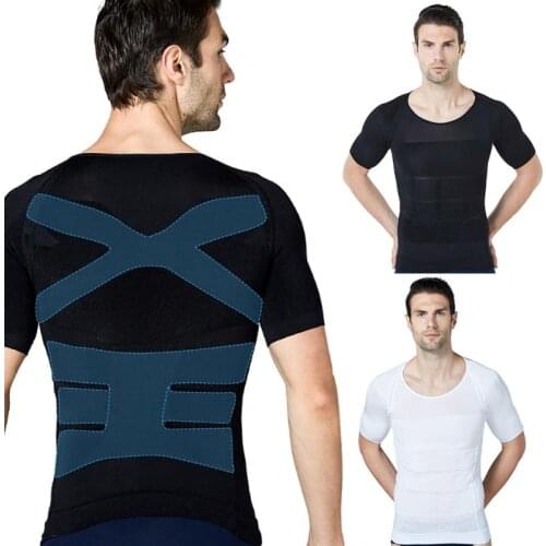 Mens Chest Compression Shirt Top Slimming Shapewear Fat Burn Fitness Top Posture Vest Male Belly Abdomen Slim Undershirts Tank