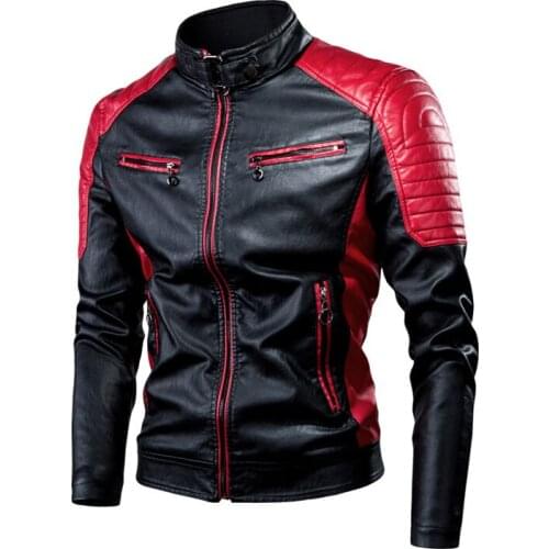 Mens Motorcycle Leather Jacket 2020 Casual Spliced Fleece Leather Jacket Fashion Biker Vintage Warm Leather Jacket Coat Men
