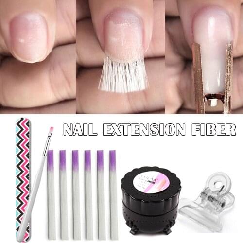 Hot sale Fiberglass Nail Extension Fiber Tips DIY Manicure Salon Tool Set with Glue Brush FRE