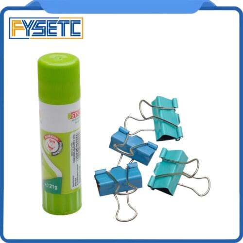 21g 24x98mm Non-toxic Washable Glue Stick With 4pcs Clips for Heatbeds Foldback Bulldog Glass Bed For 3D Printer Hotbed Parts