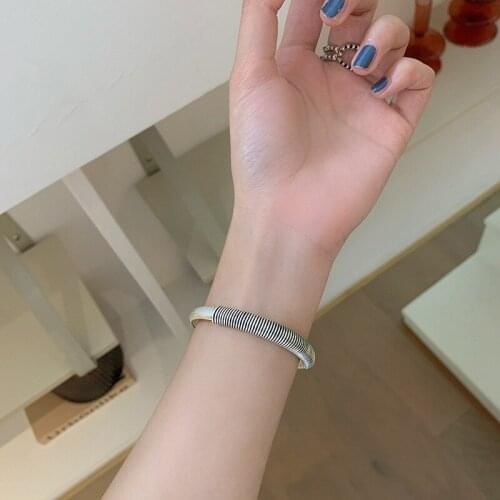 New Fashion 925 Sterling Silver Personality Screw Thread Ladies Bangle Promotion Jewelry For Women Christmas Gift Hot Sale