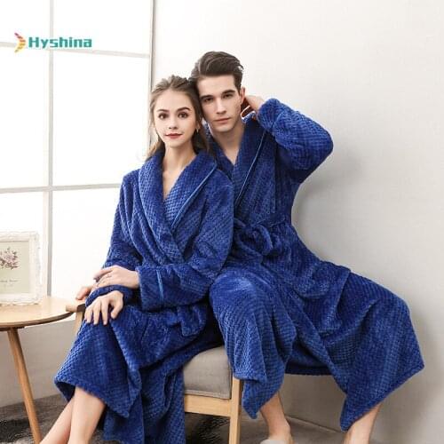 Autumn and Winter Thickened Flannel Beibei Plush Couples Nightgown