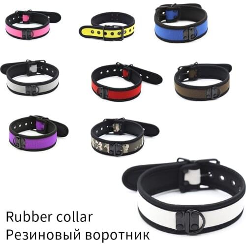 Fetish Dog Slave Bondage Neck Collar Rubber Buckle Neck Cover With Hoop Collar BDSM Bondage Restraints Sex Collar For Sexy