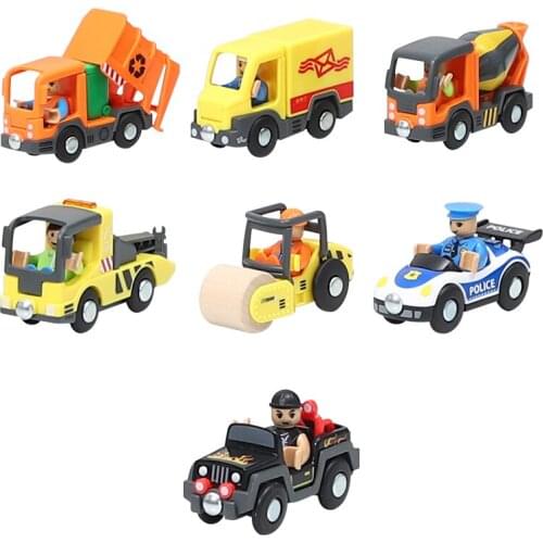 Variety of Optional Rail Car Utility Vehicles Aircraft Compatible with Wooden Tracks of Brio Trains Children Car Toy