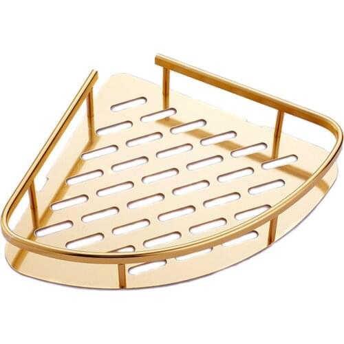 Bathroom Corner Basket Aluminum Gold Shelf Shampoo Triangle Shelves Wall Mounted Soap etagere tipi salle de bain murale douche