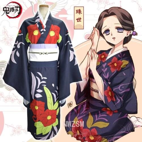 Anime Demon Slayer cos Tamayo cosplay Japanese kimono full dress