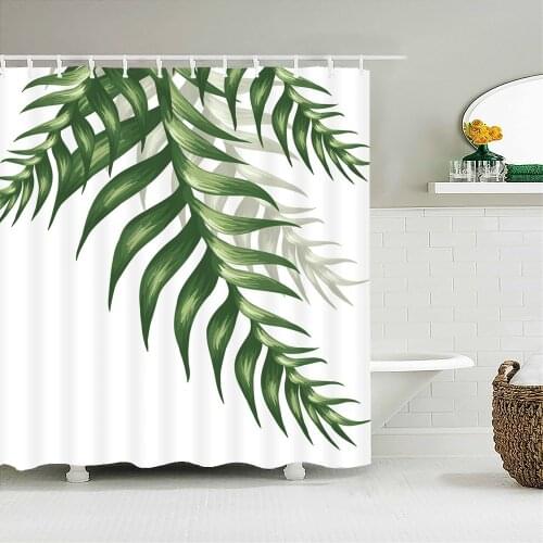 Green Leaves Shower Curtain Mat Grass Beauty Bath Shower Mildew Resistant and Polyester Waterproof white Shower Curtain Decor