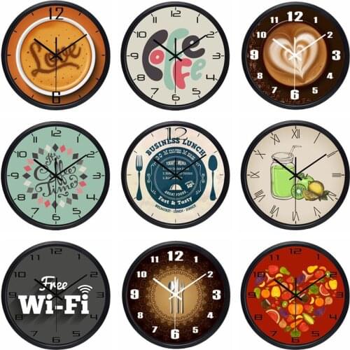 10INCH Round Silent Coffee Shop Restaurant Food Wall Clock