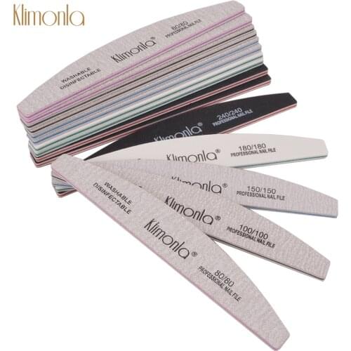 10Pcs/Lot Nail File Sanding 80/100/150/180/240 Grit Half Moon Style Lime Buffer Block Double Side Beauty Care Tools Supplier
